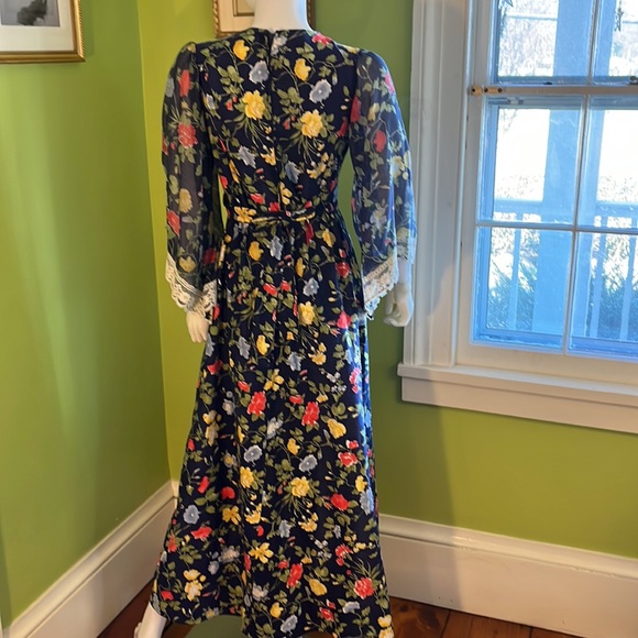 vintage 70s angel sleeve maxi dress - Picture 5 of 8